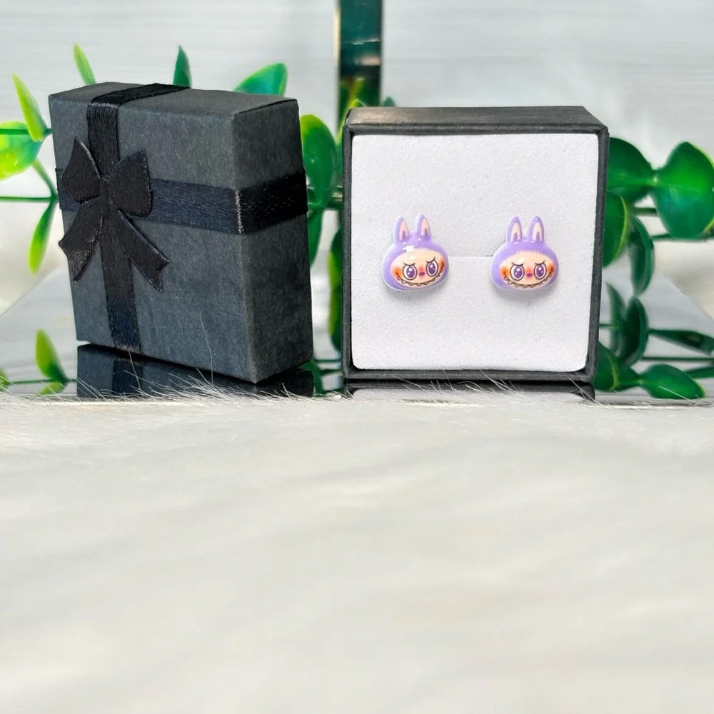 Cute Purple‎ Monster Character Stud Earrings